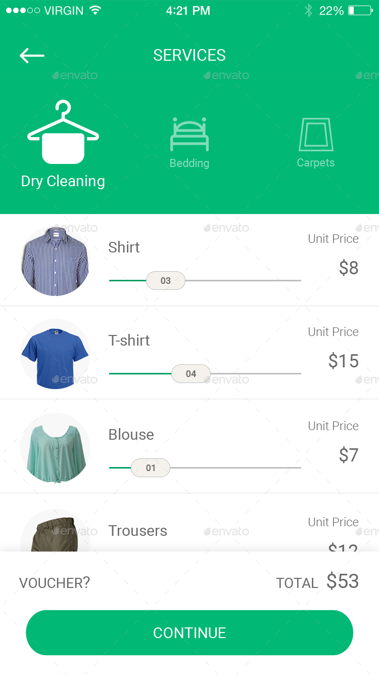 Laundry App UI Kit,  Elements GraphicRiver